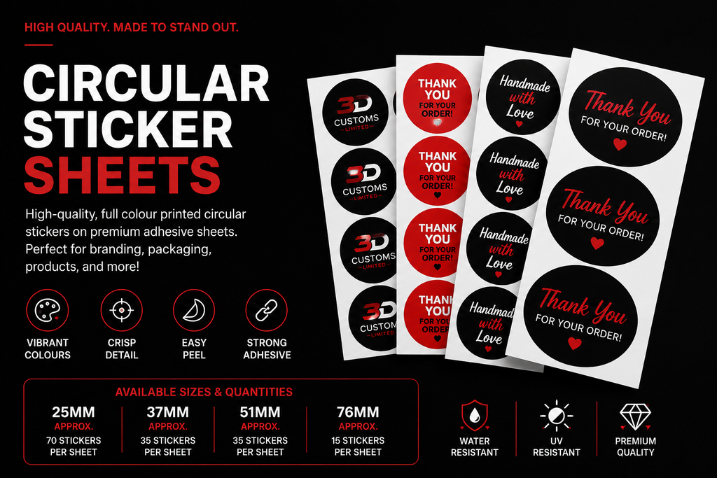 Custom Circular Sticker Sheets – Full Colour Vinyl, Waterproof & Cut to Shape