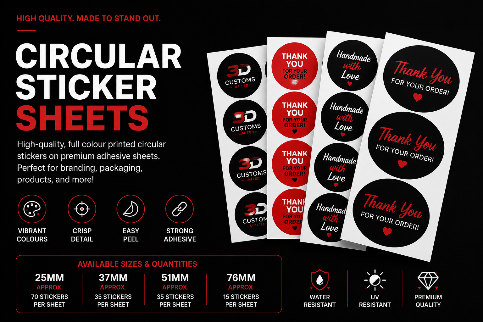 Custom Circular Sticker Sheets – Full Colour Vinyl, Waterproof & Cut to Shape