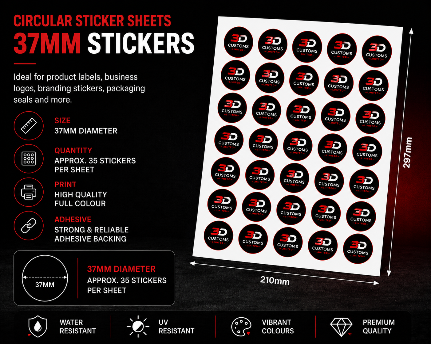 Custom Circular Sticker Sheets – Full Colour Vinyl, Waterproof & Cut to Shape
