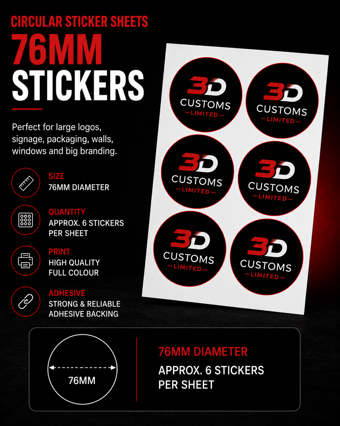 Custom Circular Sticker Sheets – Full Colour Vinyl, Waterproof & Cut to Shape